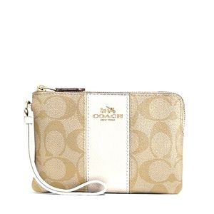 Coach Corner Zip Wristlet in Signature Canvas